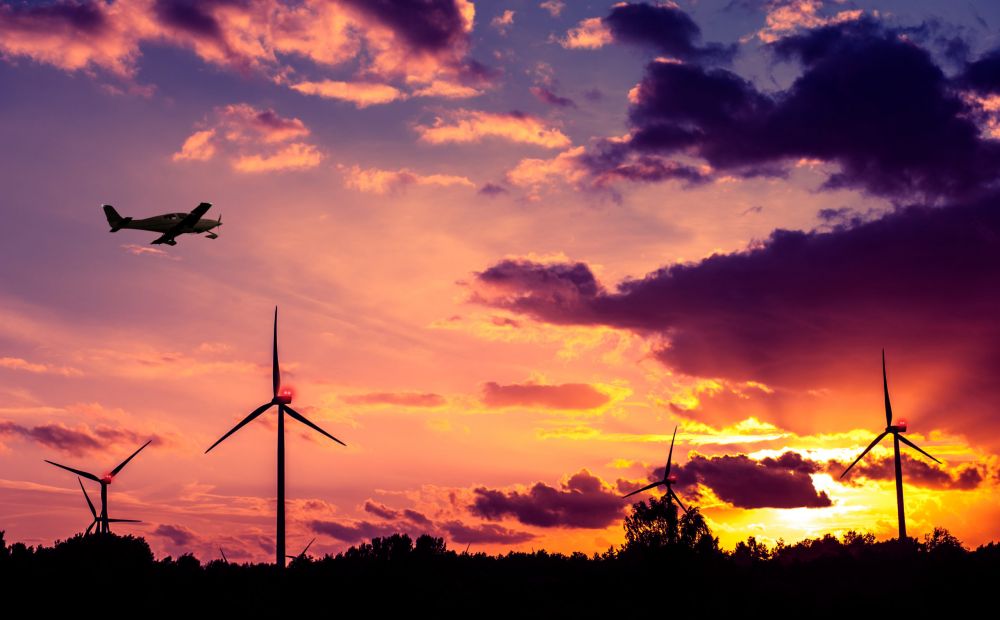 Wind turbines at dusk - ADLS against light pollution 