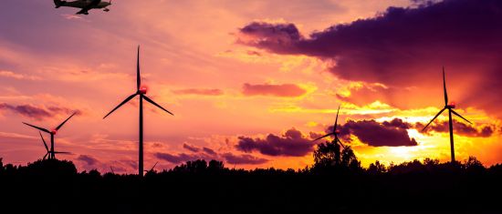 Wind turbines at dusk - ADLS against light pollution 