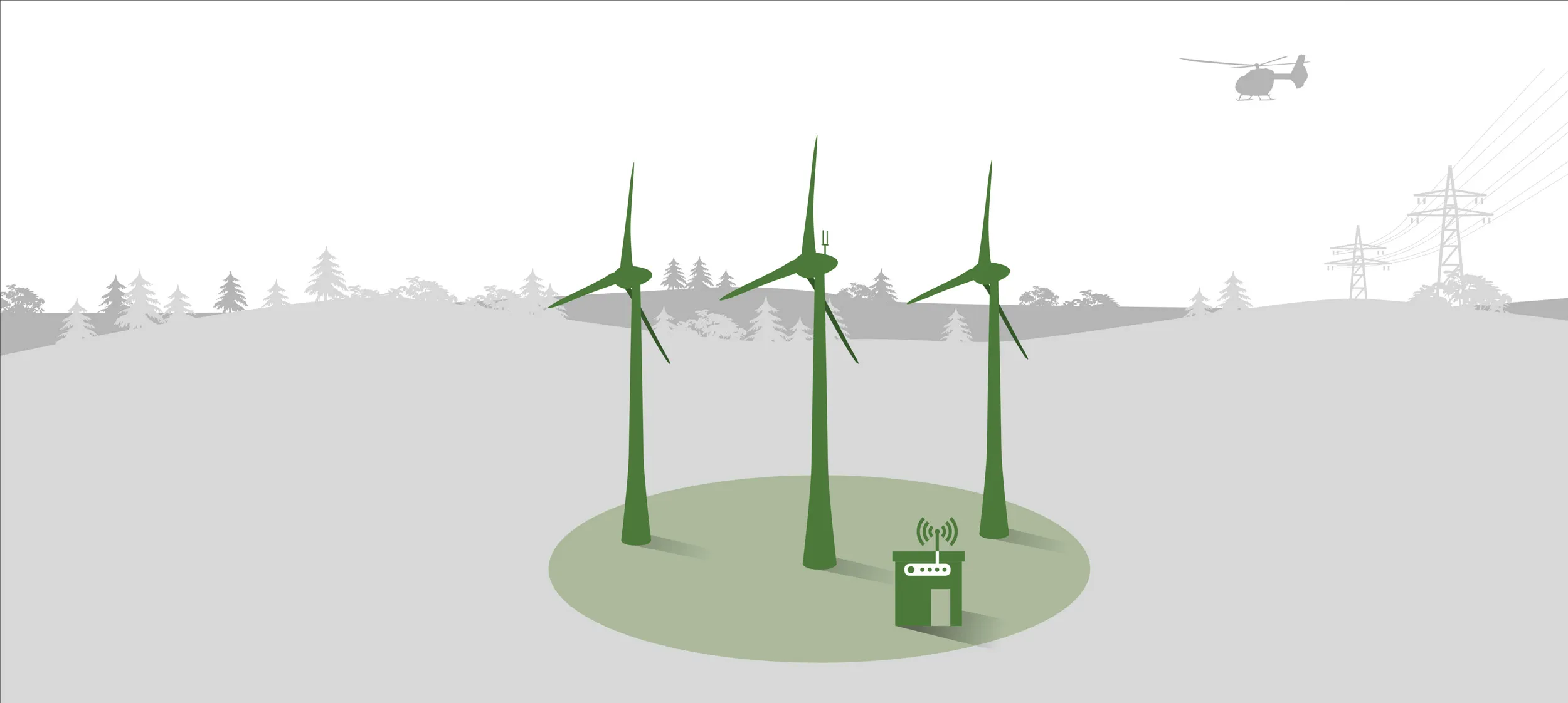 ADLS functionality - An ATS-3 traffic receiver is installed on a turbine on a wind farm.