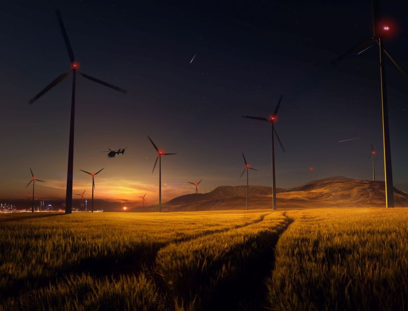 ADLS in use at night - Demand-orientated lighting of wind power turbines