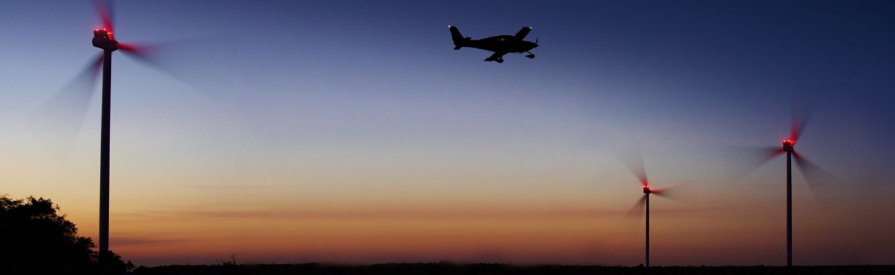 Active ADLS of wind turbines when crossing an aircraft line